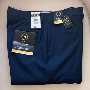 Haggar Classic Fit Dress pants 40x32 navy blue flat front stretch